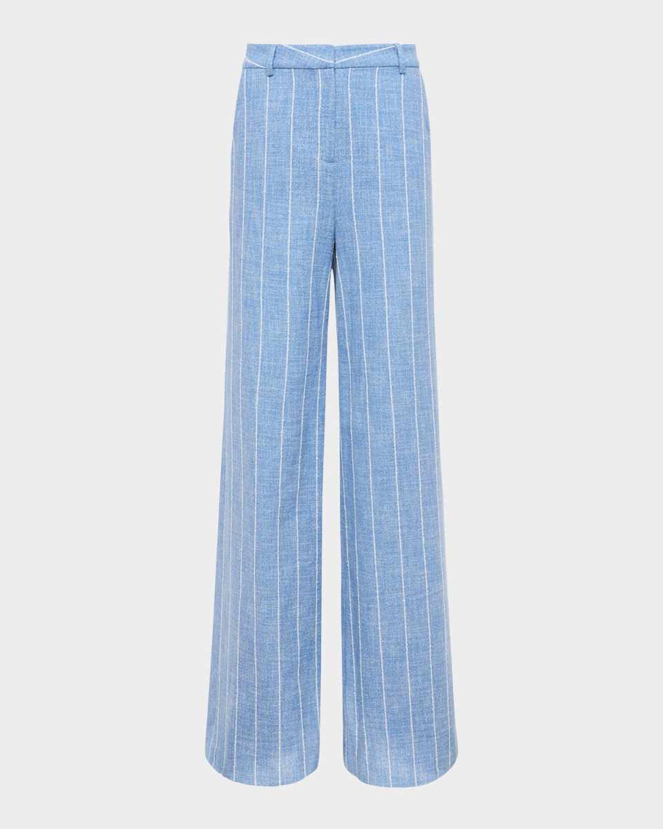 Pilar Pinstriped Wide-Leg Pants